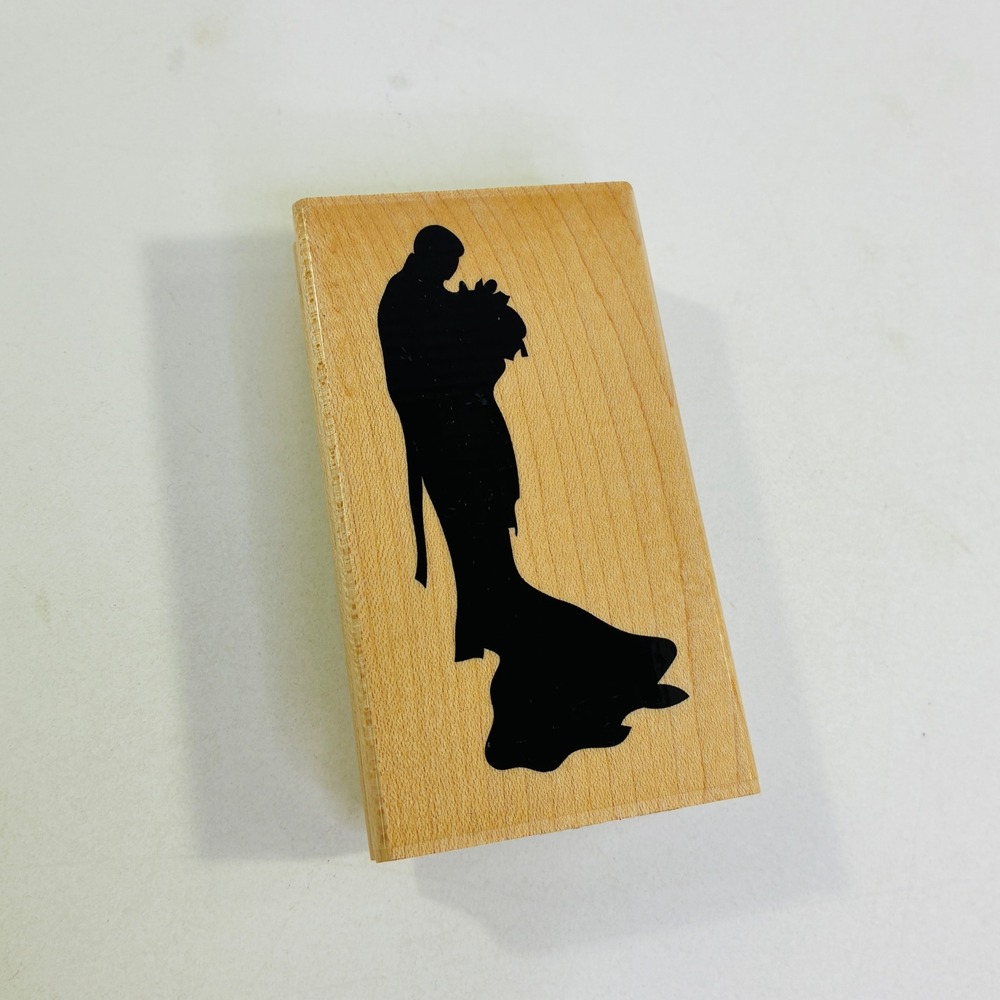 Paper Inspirations Wedding Silhouette Wood Mounted Rubber Stamp Bride Groom